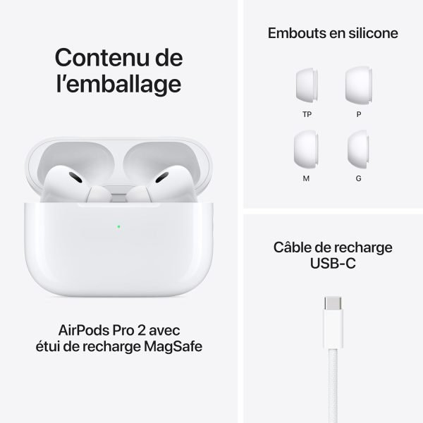 Apple AirPods Pro 2 Wireless Earbuds, Bluetooth Headphones, Active Noise Cancellation, Transparency, Personalized Spatial Audio, High-Fidelity Sound, H2 Chip, USB-C Charging