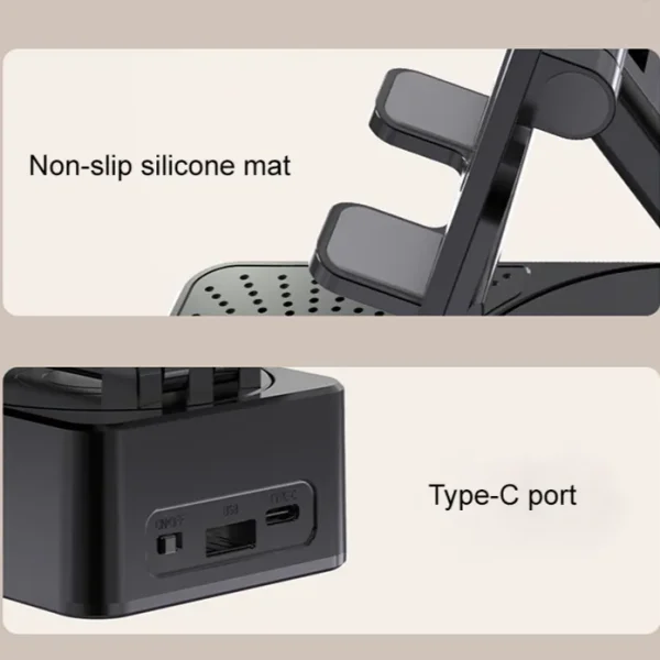 Bluetooth Speaker With Phone Stand 360º Rotating Mobile Phone Holder Anti-Slip Base Bluetooth Audio 5000mAh Power Bank Bracket