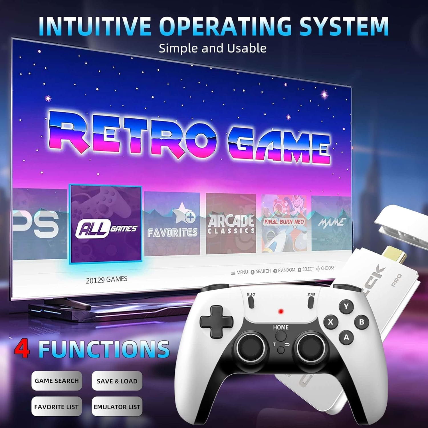 Exclusive for New Users:BADGOAL 2025 New Retro Game Console, Nostalgia Gaming Stick, Classic Video Games with 4K HDMI, 20,000+ Games and 19 Emulators, Upgraded Dual 2.4G...