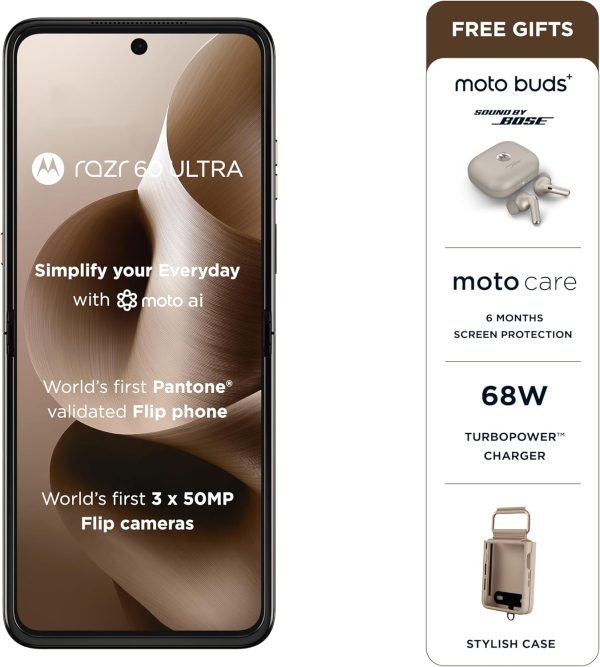 Limited benefits, first come first served:MOTOROLA Razr 60 Ultra 5G, 16+16GB RAM Boost, 512 GB ROM, Snapdragon 8 Elite, 7.0"+ 4.0" pOLED Display, Titanium Hinge, TurboPower 68W,...