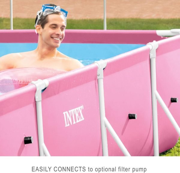 Limited-Time Sale for Summer Surprises AED 99د.إ:Intex 28266EH 7'L x 5'W x 23-5/8"H Rectangular Metal Frame Above Ground Outdoor Backyard Swimming Pool, 439 Gallons of Water, Pink