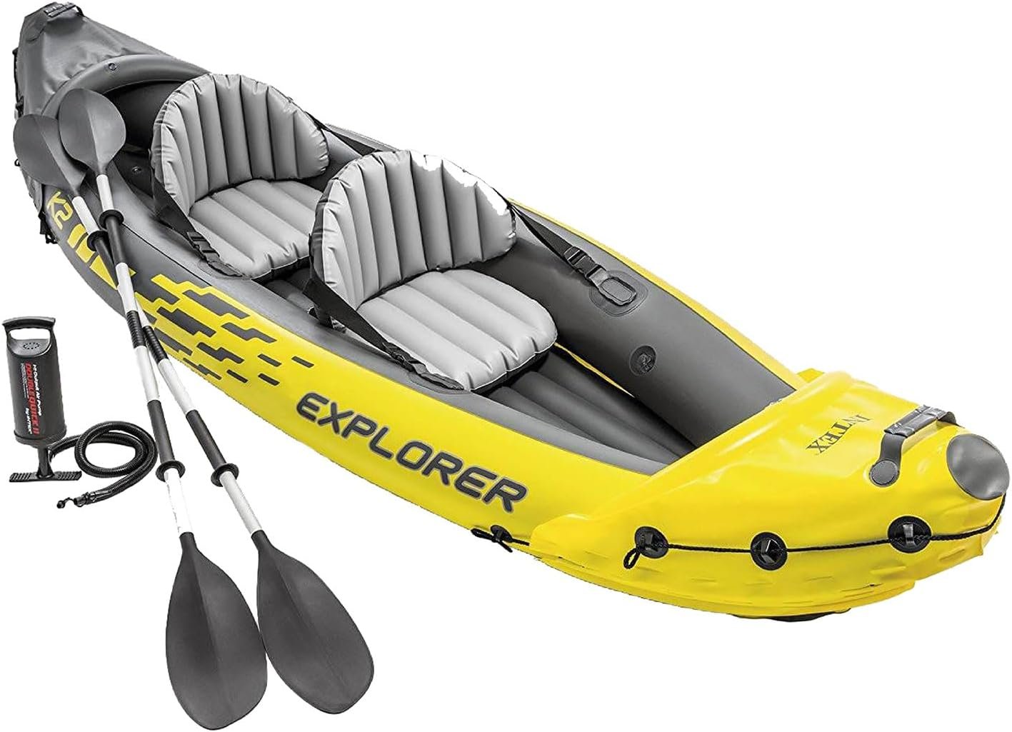 Summer Final Clearance Just AED 89د.إ:Intex 68307EP Explorer K2 Inflatable Kayak Set: Includes Deluxe 86in Aluminum Oars and High-Output Pump – SuperStrong PVC – Adjustable...