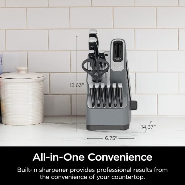 Summer Final Clearance Just AED 89د.إ:Ninja K32012 Foodi NeverDull Premium Knife System, 12 Piece Knife Block Set with Built-in Sharpener, German Stainless Steel Knives, Black