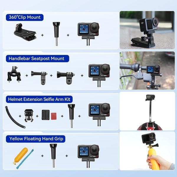 While Stocks Last:DJI Osmo Action 5 Pro Standard Combo,with 58 Piece Accessory Kit and 2 Extra Batteries + 64GB Card - Waterproof Action Camera with 1/1.3" Sensor, 4K/120fps...